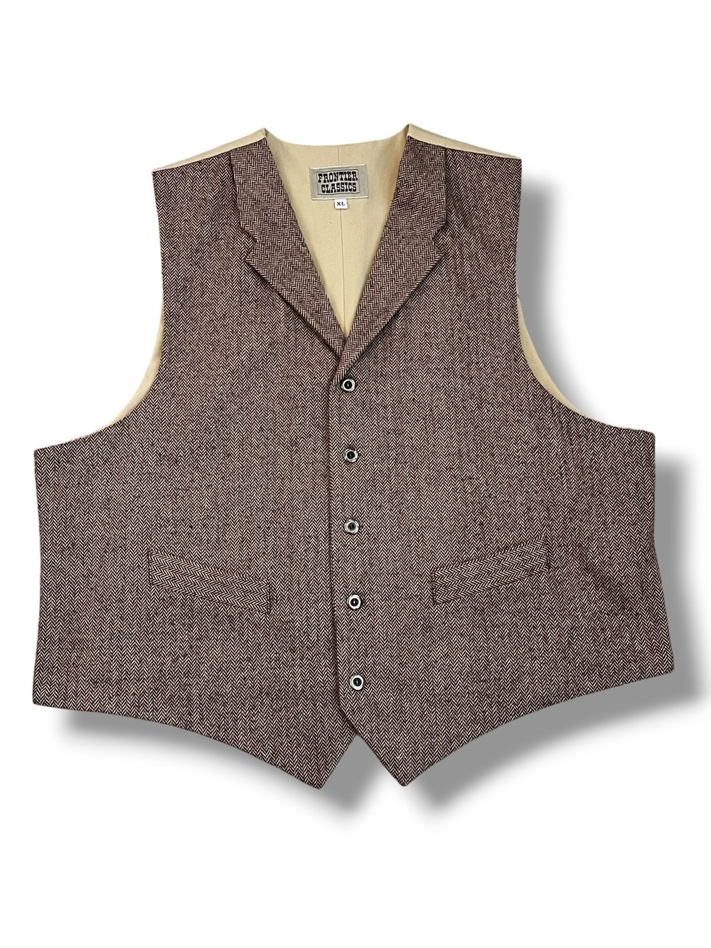 Frontier Classics Herringbone Vest Mens XL Western Cosplay Wool Blend Cinch Back